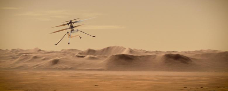Elicopterul Ingenuity de pe Marte face primul zbor istoric pe planeta roșie Elicopterul Ingenuity de pe Marte face primul zbor istoric pe planeta roșie